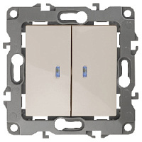 Дизайнерский выключатель с подсветкой, слоновая кость, Б0014658 Эра, двухклавишный, серия 12