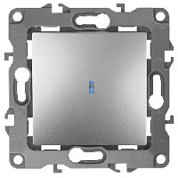 Дизайнерский выключатель с подсветкой, алюминий, Б0014635 Эра, одноклавишный, серия 12