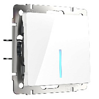 Дизайнерский выключатель с подсветкой, белый глянцевый, W1112101 Werkel, одноклавишный проходной