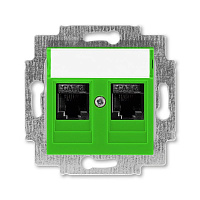 Дизайнерская розетка компьютерная 2хRJ-45 кат. 6, зеленый, 2CHH296118A6067 ABB, серия Levit
