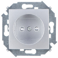 Дизайнерская розетка без заземления, со шторками, алюминий, 1591444-033 Simon, серия 15