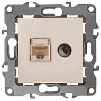 Дизайнерская розетка RJ-45 + TV, слоновая кость, Б0027442 Эра, серия 12