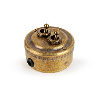 Ретро выключатель, бронза, 30402-1 Vintage-Brass, двухклавишный
