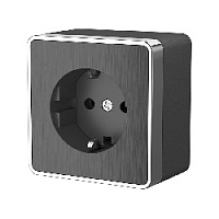 Дизайнерская розетка с заземлением, графит рифленый, W5071004 Werkel, серия Gallant