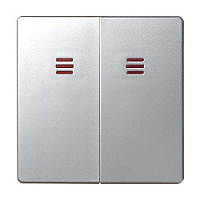 Двойная клавиша выключателя с подсветкой, алюминий, 82025-33 Simon, серия 82