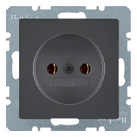 Дизайнерская розетка без заземления, антрацитовый, бархатный лак, 6167036086 Berker, серии Q.1/Q.3/Q.7