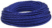 Ретро кабель витой электрический (50м) 2*0.75, синий шелк, серия Twist, Interior Electric