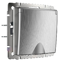 Дизайнерская розетка с заземлением, шторками и с крышкой IP44, серебряный рифленый, W1171209 Werkel