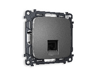 Комплект механизма телефонной розетки RJ-11(4P4C) с шторкой , антрацит серый, MO662030 Ambrella Volt