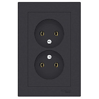 Дизайнерская двойная розетка без заземления, карбон, ATN001020 Schneider Electric, серия Atlas Design