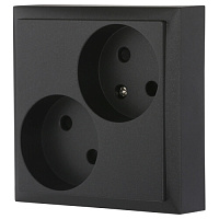 Дизайнерская розетка двойная без заземления, со шторками, черный бархат, 863608-1 LK Studio, серия LK60