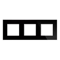 Дизайнерская рамка 3 местная, черный, стекло, GL-P103-BCG CGSS, серия Эстетика