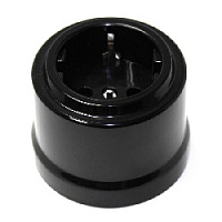 Розетка с заземляющим контактом черный, RZERBH003 ФД КерамикЪ