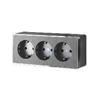 Дизайнерская розетка тройная с заземлением и шторками, графит рифленый, W5073104 Werkel, серия Gallant