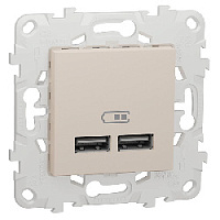 Дизайнерская розетка USB двойная, бежевый, NU541844 Schneider Electric, серия Unica New