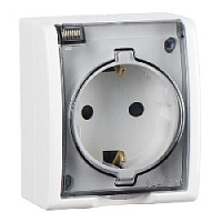 Дизайнерская розетка IP54 с заземлением и с крышкой, белый, 1594445-030 Simon, серия 15 Aqua