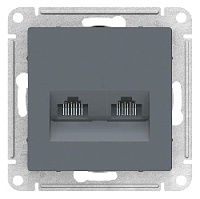 Дизайнерская розетка компьютерная RJ-45 кат. 5e, двойная, грифель, ATN000785 Schneider Electric, серия Atlas Design