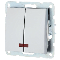 Дизайнерский выключатель с индикатором, серебристый металлик, 861203-1 LK Studio, двухклавишный, серия LK60