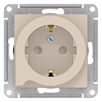 Дизайнерская розетка с заземлением и шторками, с выталкивателем, бежевый, ATN000247 Schneider Electric, серия Atlas Design