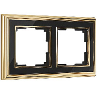 Дизайнерская рамка 2 местная, золото / черный, алюминий, акрил, W0021330 Werkel