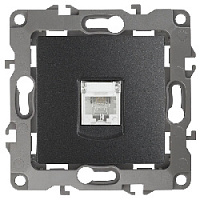 Дизайнерская розетка телефонная RJ-11, антрацит, Б0014715 Эра, серия 12