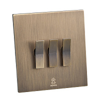 Дизайнерский выключатель Aura Бронза браш, BABR3KBE Bonze трехклавишный проходной