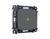 Комплект механизма 1-кл проходного выключателя с подсветкой 3200K мягкий теплый свет, графит мягкое касание, MO902030 Ambrella Volt, одноклавишный