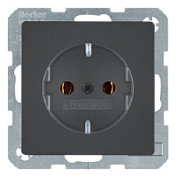 Дизайнерская розетка с заземлением, антрацитовый, бархатный лак, 41436086 Berker, серии Q.1/Q.3/Q.7
