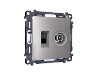 Комплект механизма розетки компьютерной + TV оконечной RJ-45 с автоматической защитной шторкой , сталь, MA512510 Ambrella Volt