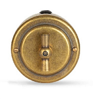 Ретро выключатель поворотный, бронза, 30201-1 Vintage-Brass, двухклавишный, проходной