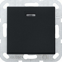 Дизайнерский выключатель, матовый черный, 83012LPB, Wedder, одноклавишный, проходной, с LED-подсветкой