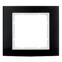 Дизайнерская рамка 1 местная, черный/полярная белизна, алюминий, 10113025 Berker, серия B.3