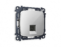 Комплект механизма телефонной розетки RJ-11(4P4C) с шторкой , серебро глянец, MO412030 Ambrella Volt