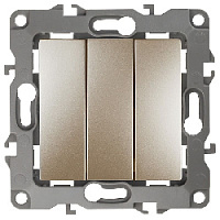Дизайнерский выключатель, шампань, Б0014672 Эра, трехклавишный, серия 12