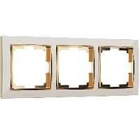 Дизайнерская рамка 3 местная, слоновая кость / золото, поликарбонат, W0031932 Werkel