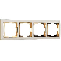 Дизайнерская рамка 4 местная, слоновая кость / золото, поликарбонат, W0041932 Werkel