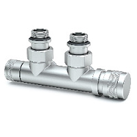 Дизайнерский клапан угловой для радиаторов для 2-х трубной системы отопления, справа, ручная регулировка, Tondera 1/2" хром матовый 0681-1500CSE0 S.R.Rubinetterie