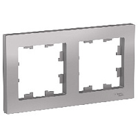 Дизайнерская рамка 2 местная, алюминий, ATN000302 Schneider Electric, серия Atlas Design