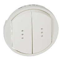 Двойная клавиша выключателя с подсветкой, белый, 068004 Legrand, серия Celiane