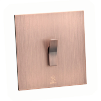 Дизайнерский выключатель Aura Медь браш, BAC1KXE Bonze одноклавишный перекрестный