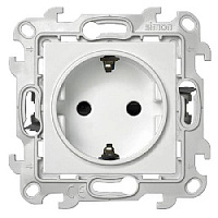 Дизайнерская розетка Push&Go с заземлением и шторками, белый, 2420432-030 Simon, серия 24 Harmonie