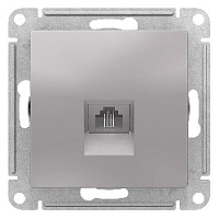 Дизайнерская розетка телефонная RJ-11, алюминий, ATN000381 Schneider Electric, серия Atlas Design