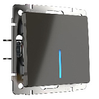 Дизайнерский выключатель с подсветкой, серо-коричневый глянцевый, WL07-SW-1G-2W-LED Werkel, одноклавишный проходной