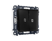 Комплект механизма 2-кл проходного выключателя с подсветкой 5600K нейтральный белый свет, черный матовый, MA804035 Ambrella Volt, двухклавишный