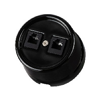 Розетка RJ11 телефонная двойная, черный, SQ1820-0250 TDM ELECTRIC, серия Болонь