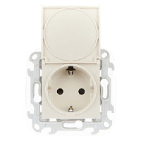 Дизайнерская розетка IP44 Push&Go с заземлением, шторками и с крышкой, слоновая кость, 2420448-031 Simon, серия 24 Harmonie
