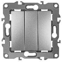 Дизайнерский выключатель, алюминий, Б0014671 Эра, трехклавишный, серия 12