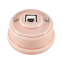 Розетка компьютерная RJ 45 (cat.6), розовый, серебристая фурнитура, РК6ДС ЛЕАНЗА