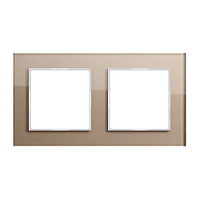 Дизайнерская рамка 2 местная, стекло шампань, AC582GLCH Jung, серия A Creation