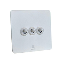 Дизайнерский выключатель Vega Белый лед, BVW3KTC Bonze трехклавишный проходной